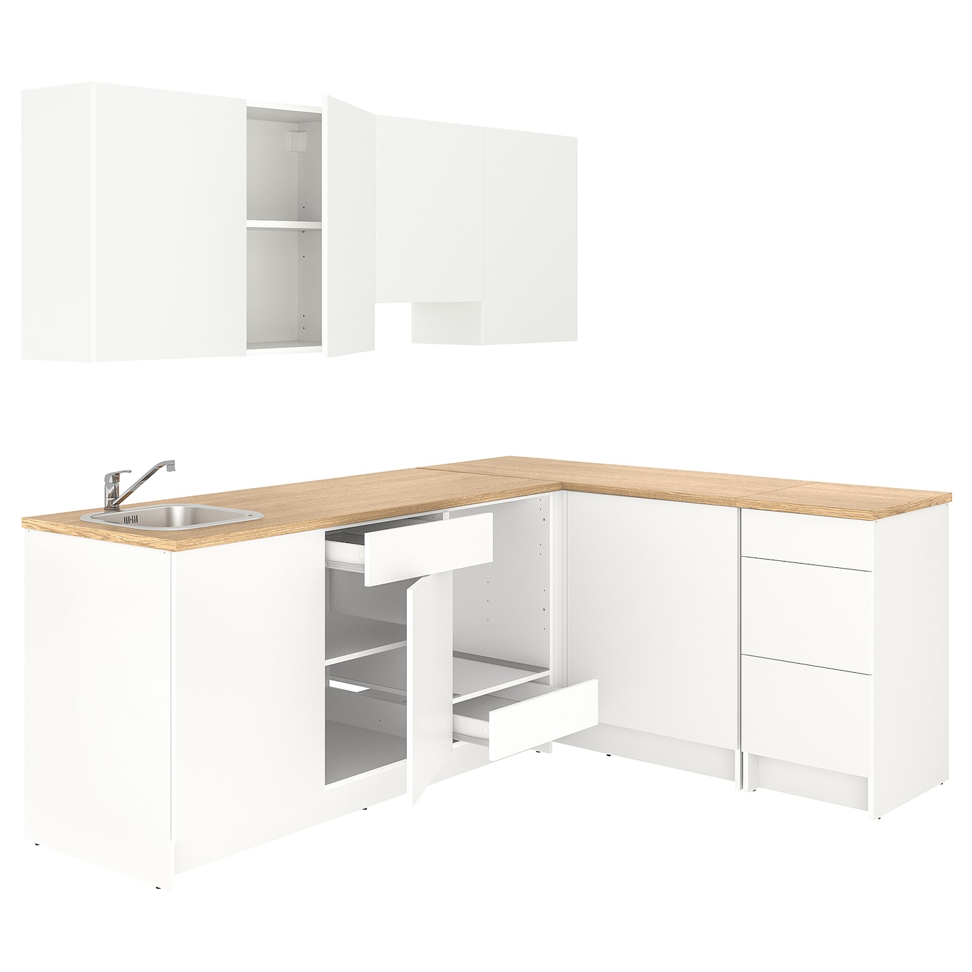 IKEA KNOXHULT kuchnia narożna, biały, 243x164x220 cm