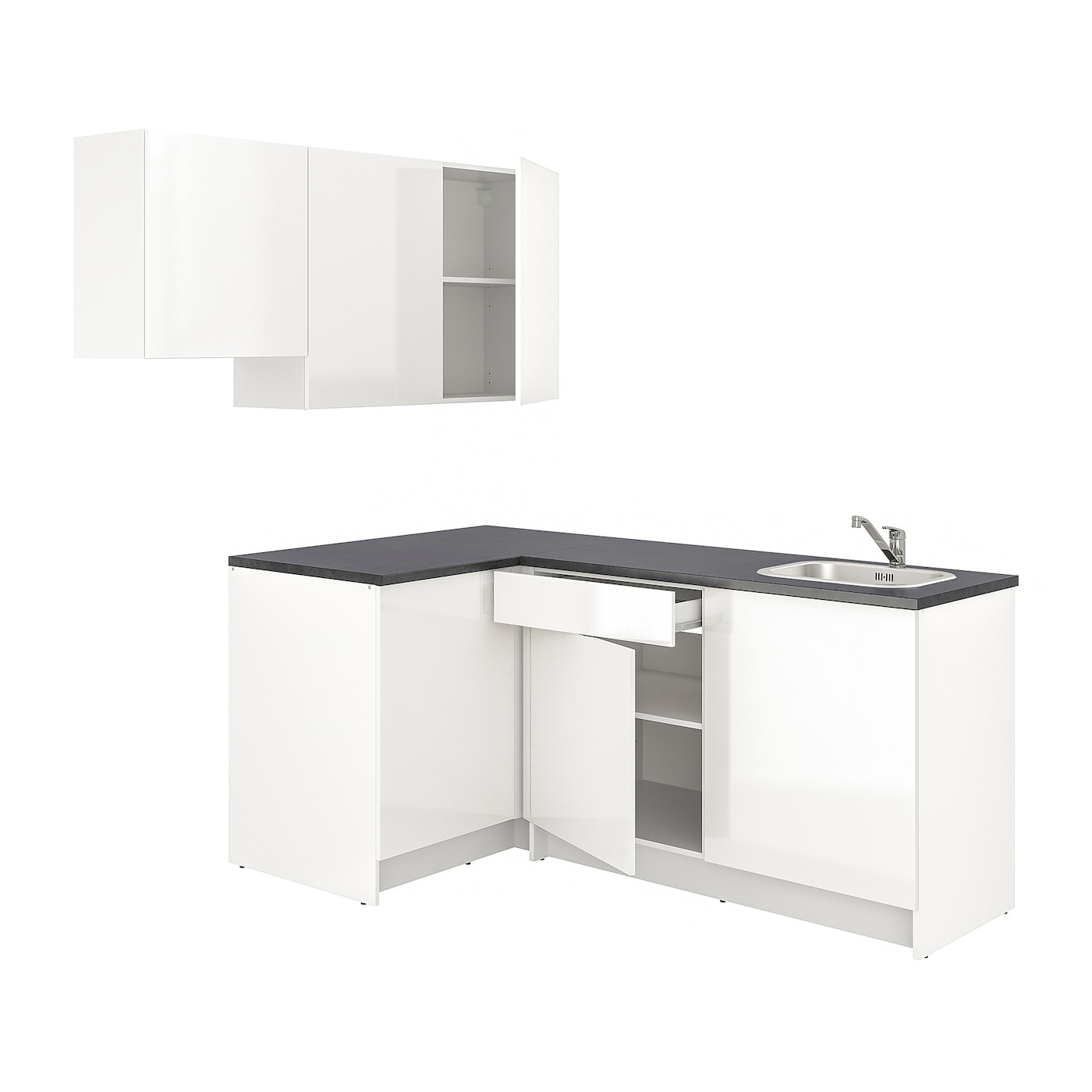 IKEA KNOXHULT kuchnia narożna, połysk/biały, 182x183x220 cm
