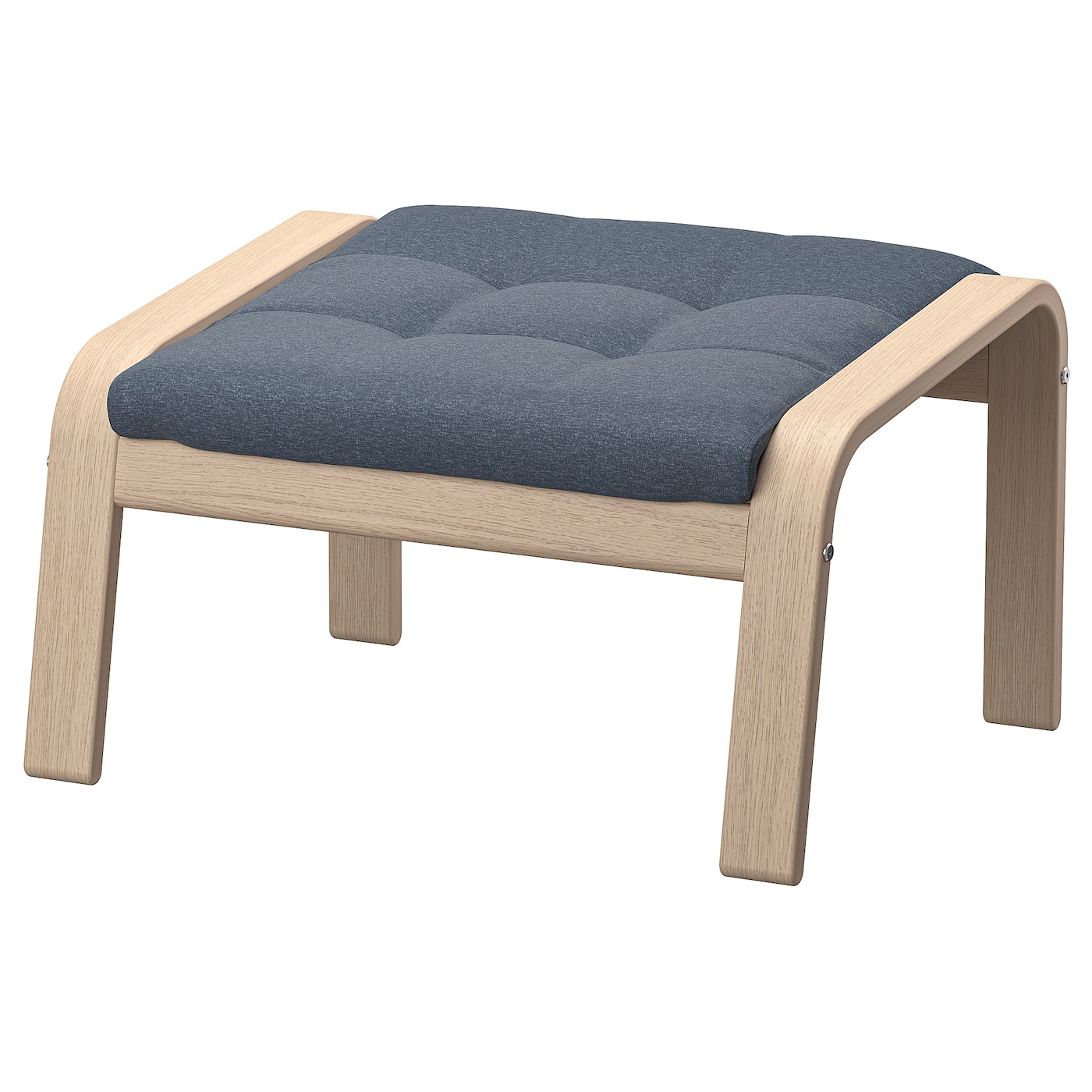 IKEA POÄNG podnóżek, okleina dębowa bejcowana na biało/Gunnared niebieski, Szerokość: 68 cm
