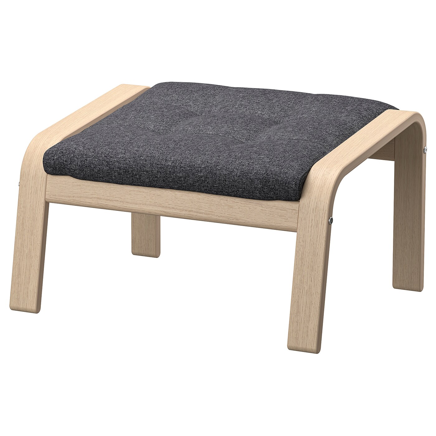 IKEA POÄNG podnóżek, okleina dębowa bejcowana na biało/Gunnared ciemnoszary, Szerokość: 68 cm