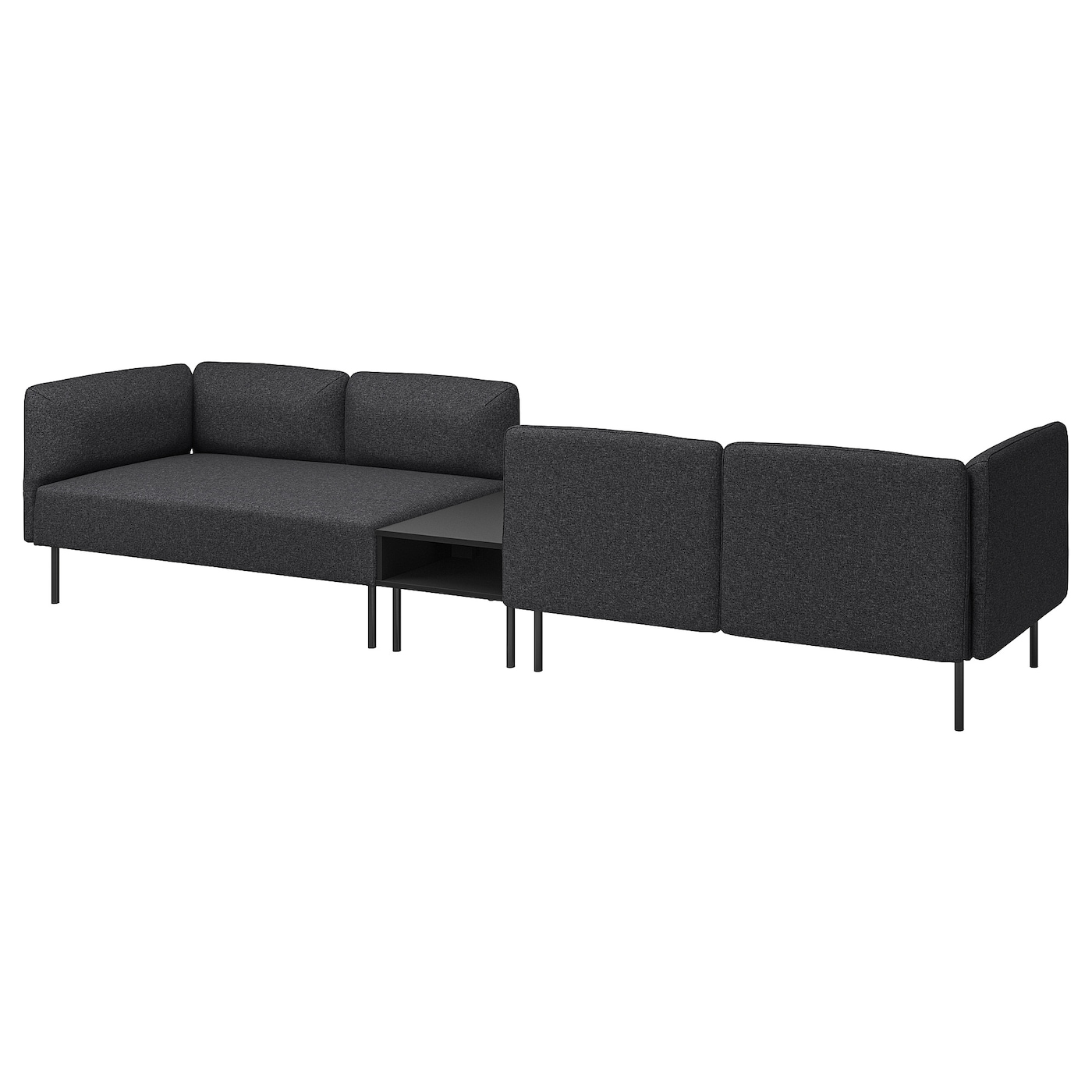 IKEA LILLEHEM 4-os sofa moduł ze stolik bocznym, Gunnared ciemnoszary/metal, Szerokość: 346 cm