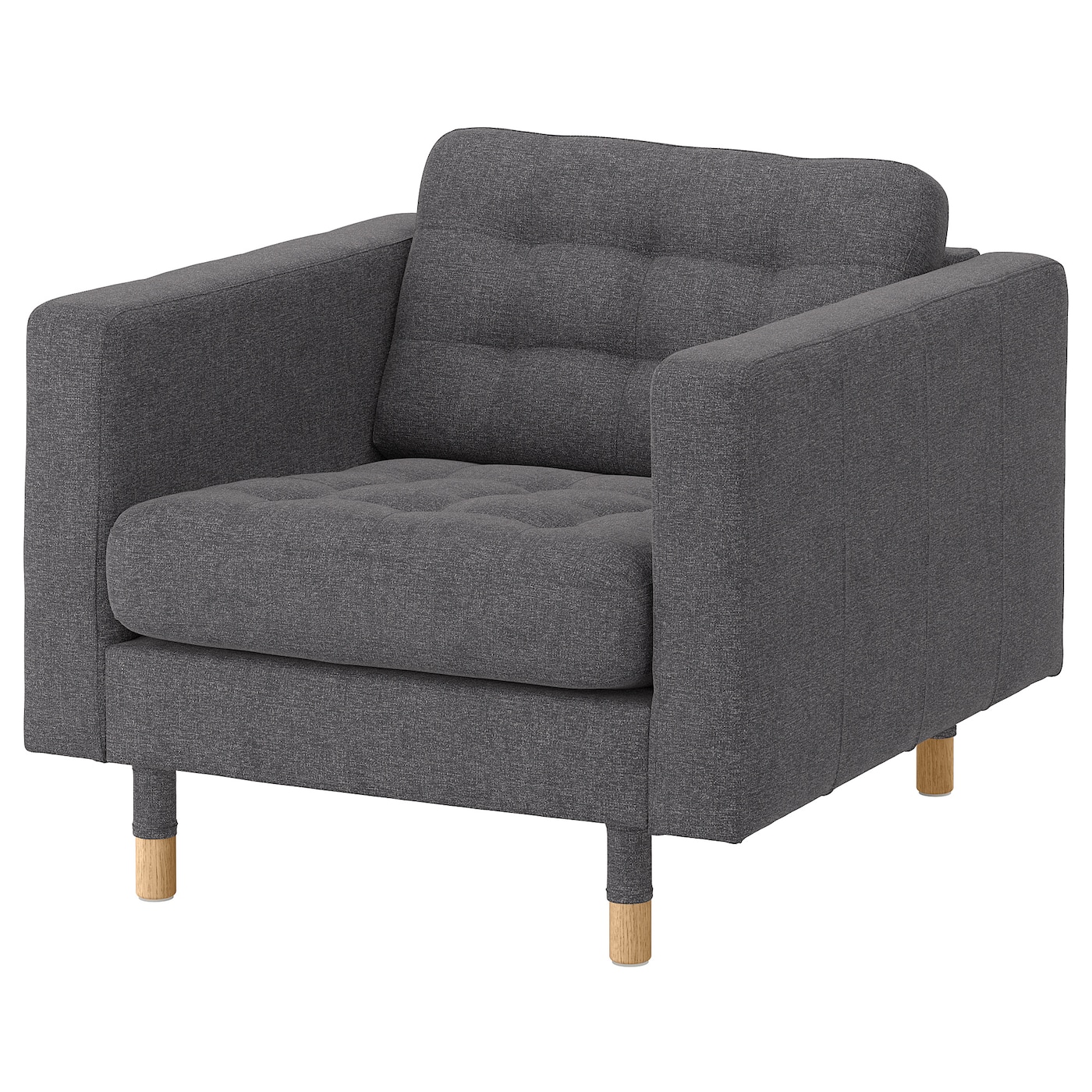 IKEA LANDSKRONA fotel, Gunnared ciemnoszary/drewno, Szerokość: 89 cm