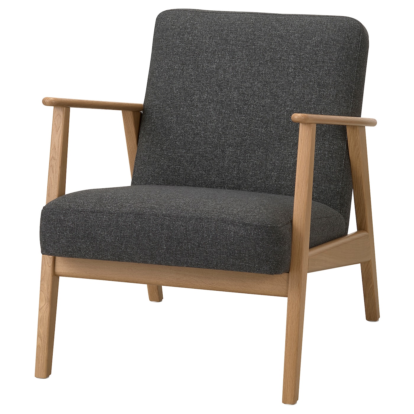 IKEA EKENÄSET fotel, dąb/Gunnared ciemnoszary, Wysokość oparcia: 46 cm