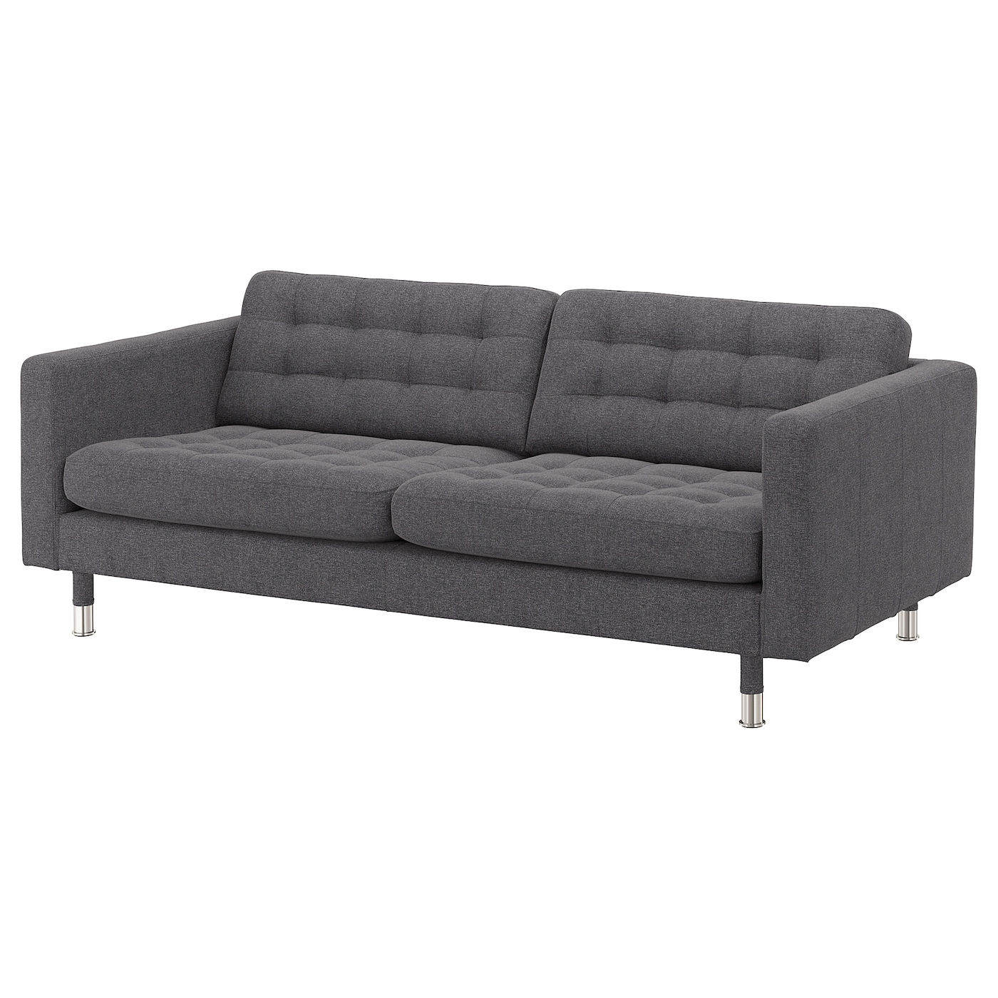 IKEA LANDSKRONA sofa 3-osobowa, Gunnared ciemnoszar/metal, Szerokość: 204 cm