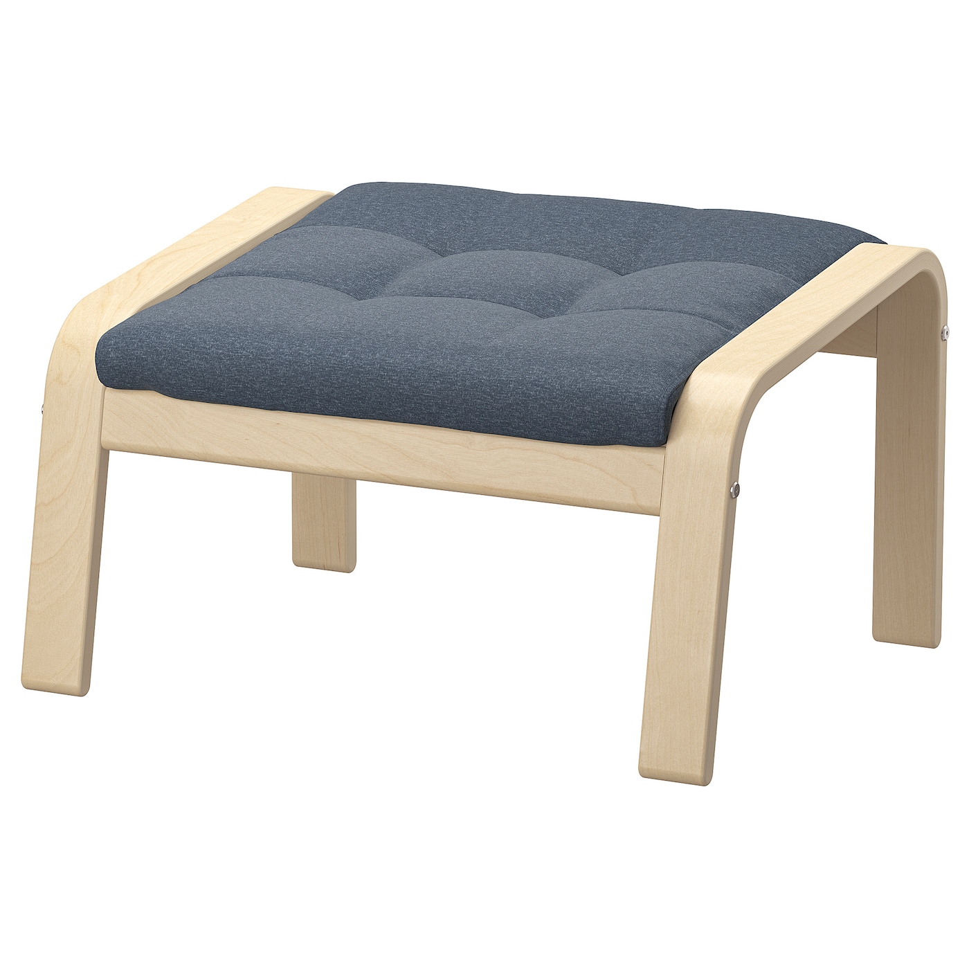 IKEA POÄNG podnóżek, okl brzoz/Gunnared niebieski, Szerokość: 68 cm
