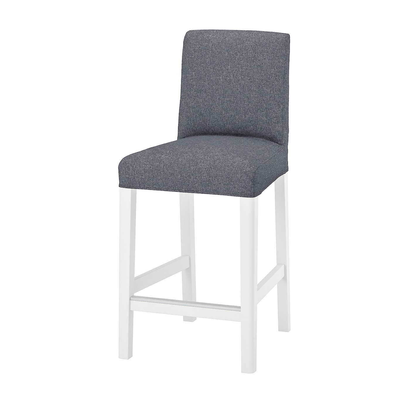 IKEA BERGMUND Stołek barowy z oparciem, biały/Gunnared średnioszary, 62 cm