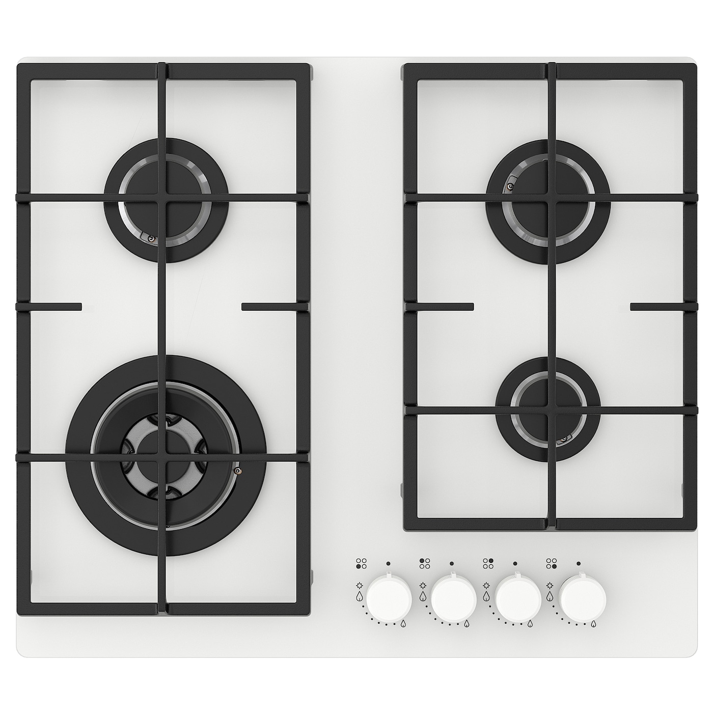 IKEA VASASTAN płyta gazowa, IKEA 500 szkło/biały, 59 cm