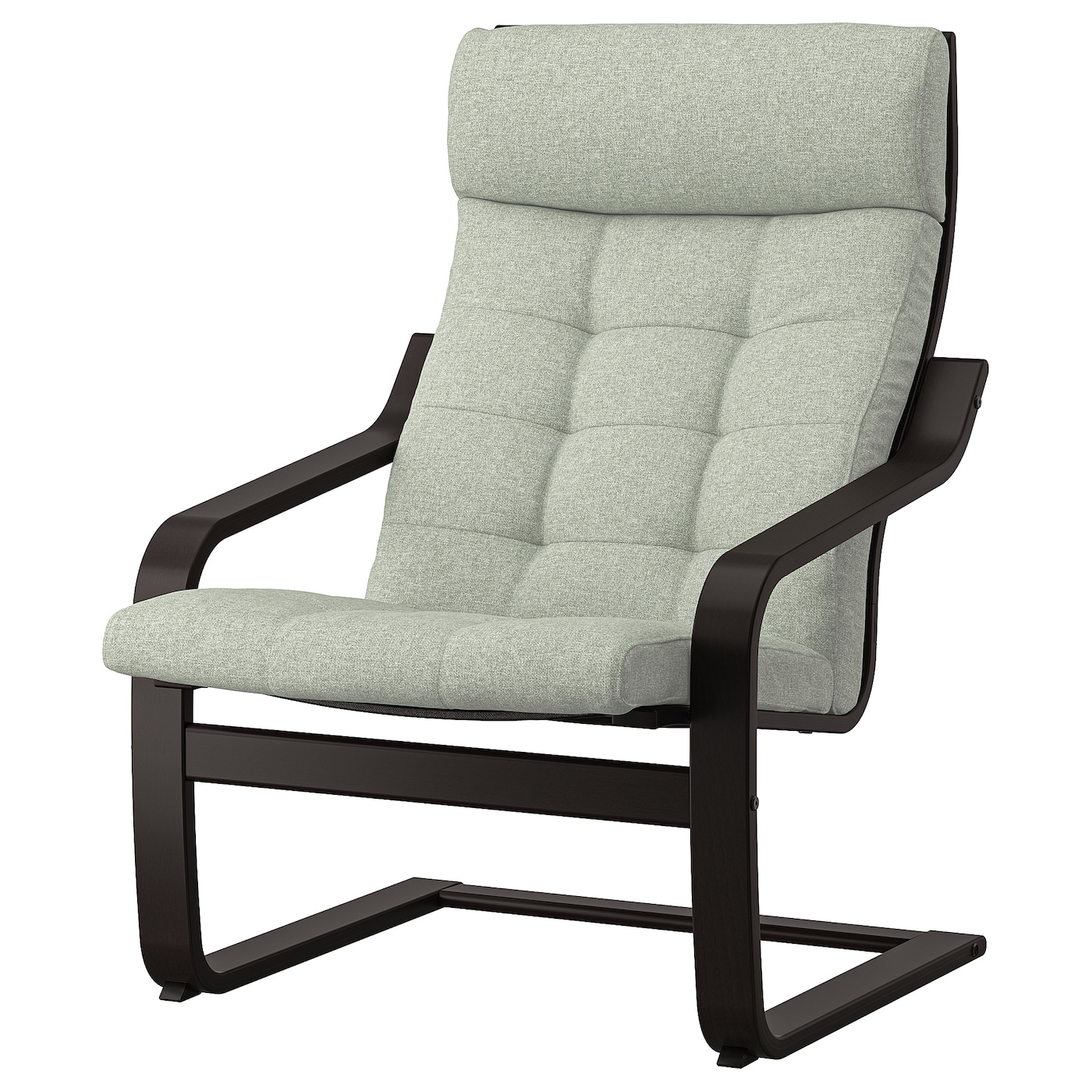 IKEA POÄNG fotel, czarnybrąz/Gunnared jasnozielony, Szerokość: 68 cm