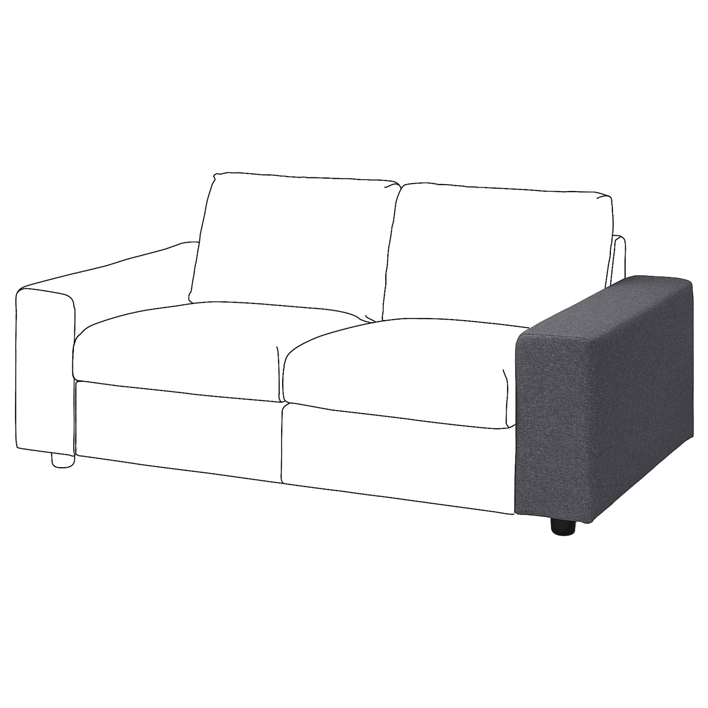 IKEA VIMLE podłokietnik, z szerokimi podłokietnikami/Gunnared średnioszary, Głębokość: 93 cm