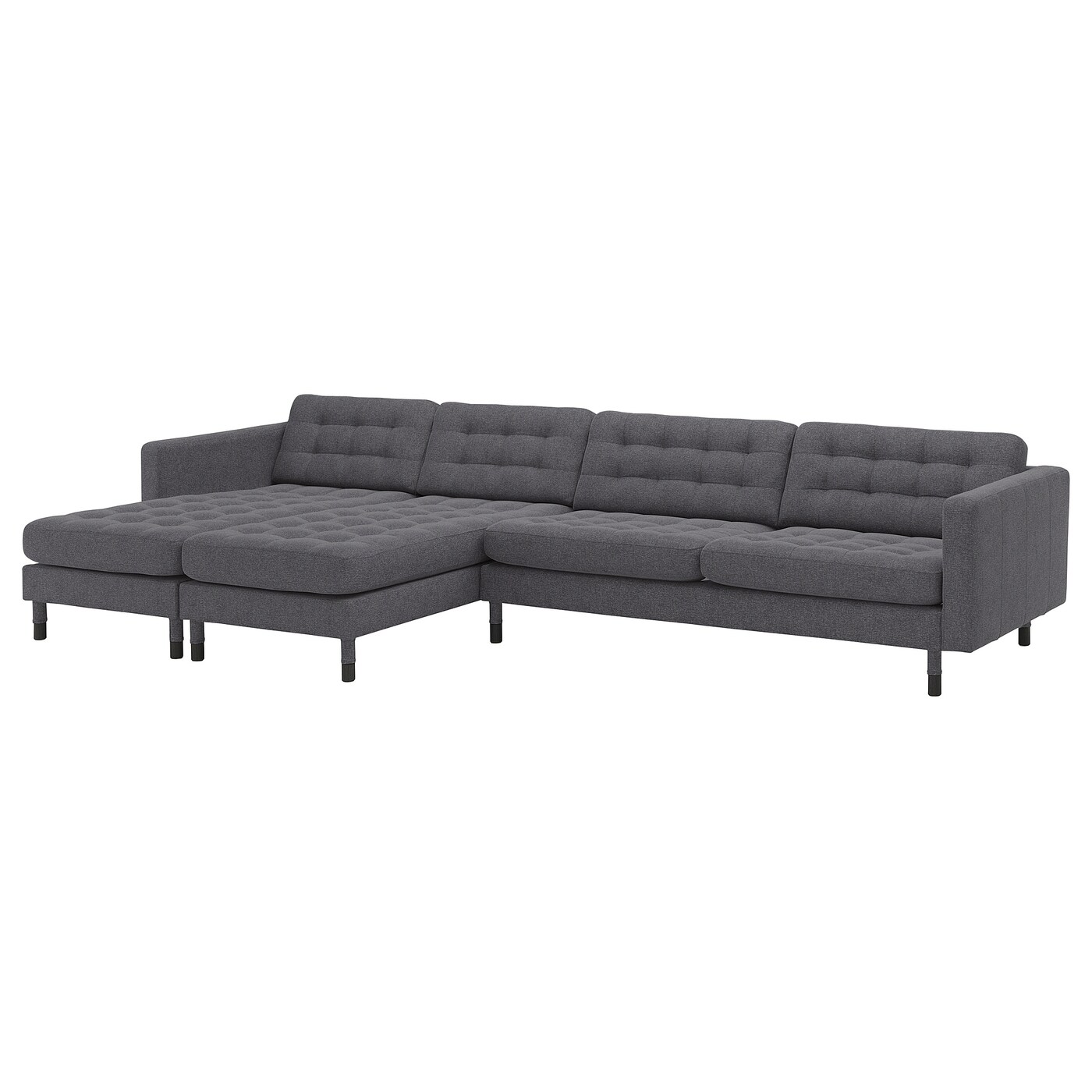 IKEA LANDSKRONA Sofa 5-osobowa z szezlongami, Gunnared ciemnoszary/drewno/czarny