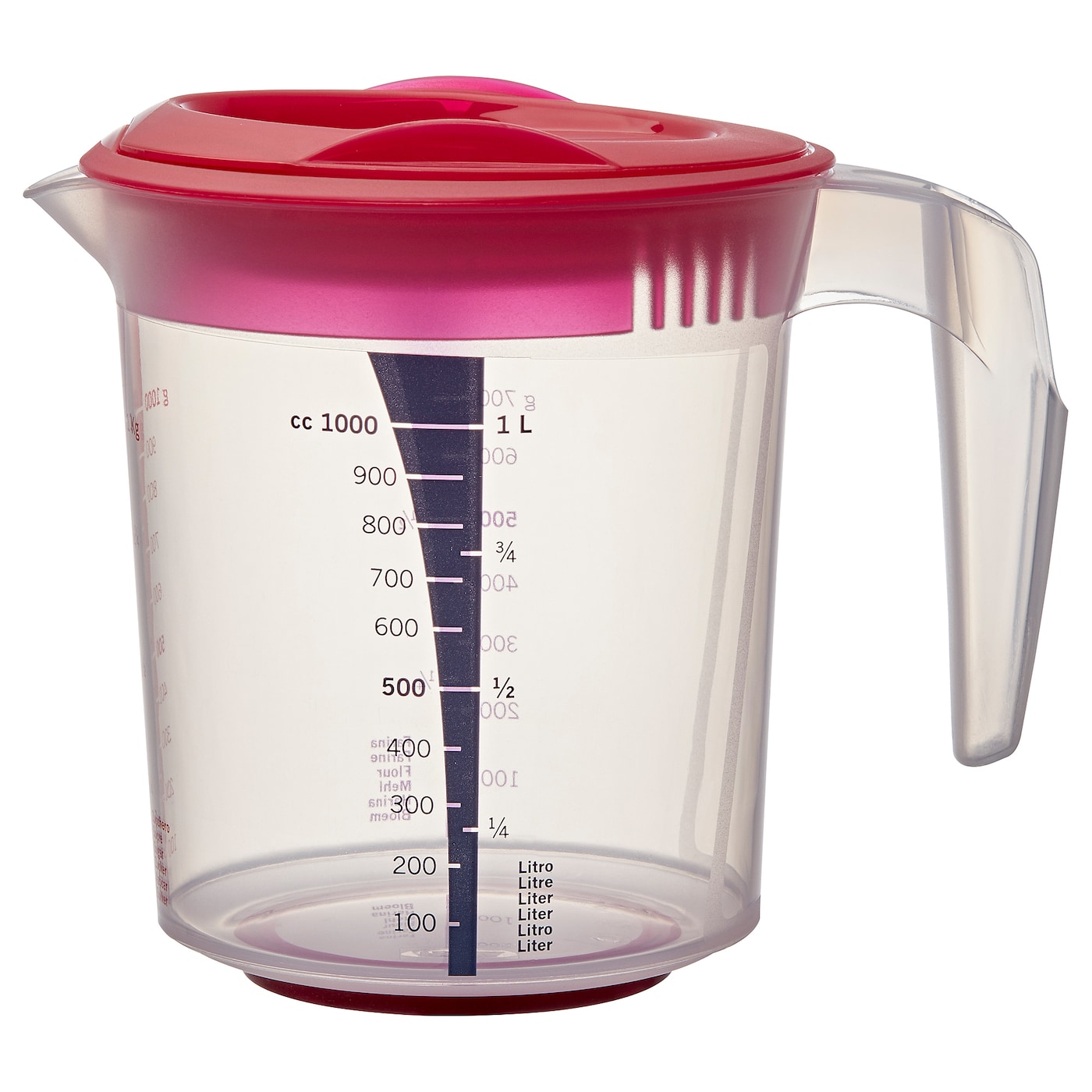 IKEA INFRIA dzbanek z pokr/wycisk cytrusów, przezroczysty/wiśniowy, 1.0 l