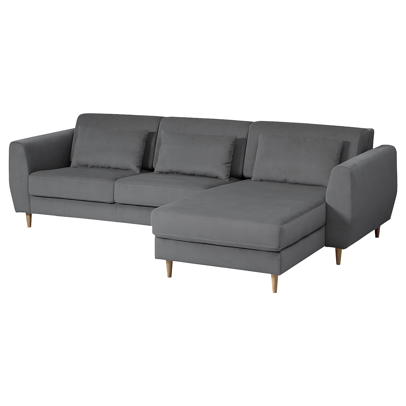 IKEA SLATORP sofa 3-osobowa z szezlongiem, Hakebo ciemnoszary, Wysokość podłokietnika: 63 cm