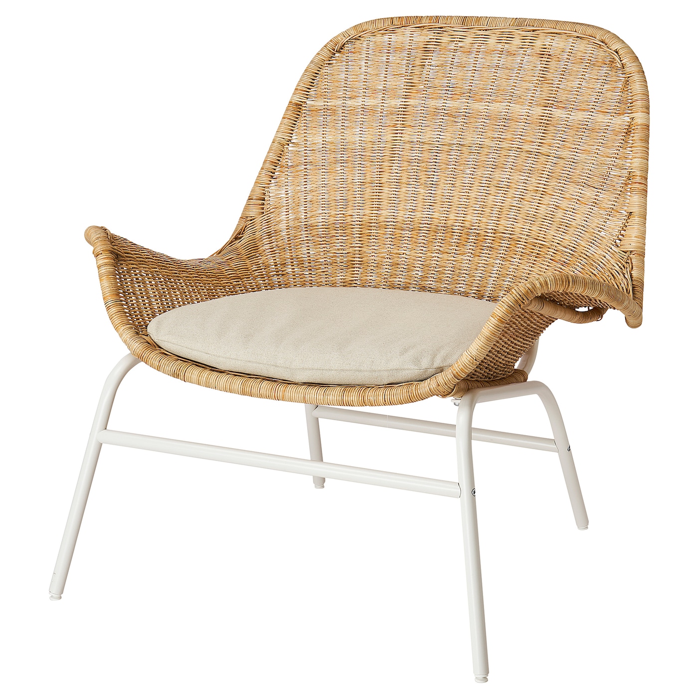 IKEA FRYKSÅS fotel z poduszką, rattan/Risane naturalny