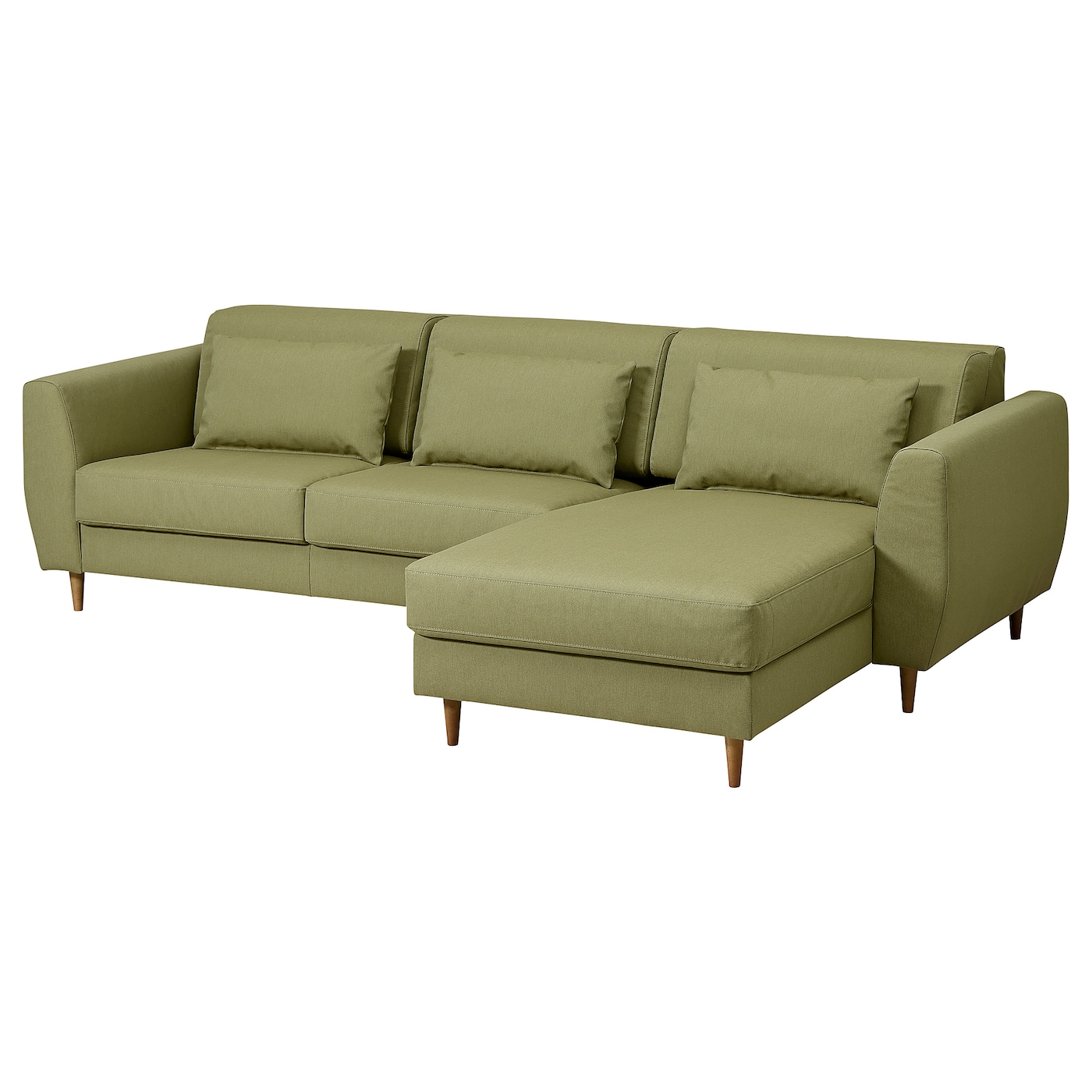 IKEA SLATORP sofa 3-osobowa z szezlongiem, Vissle żółto-zielony, Wysokość podłokietnika: 63 cm