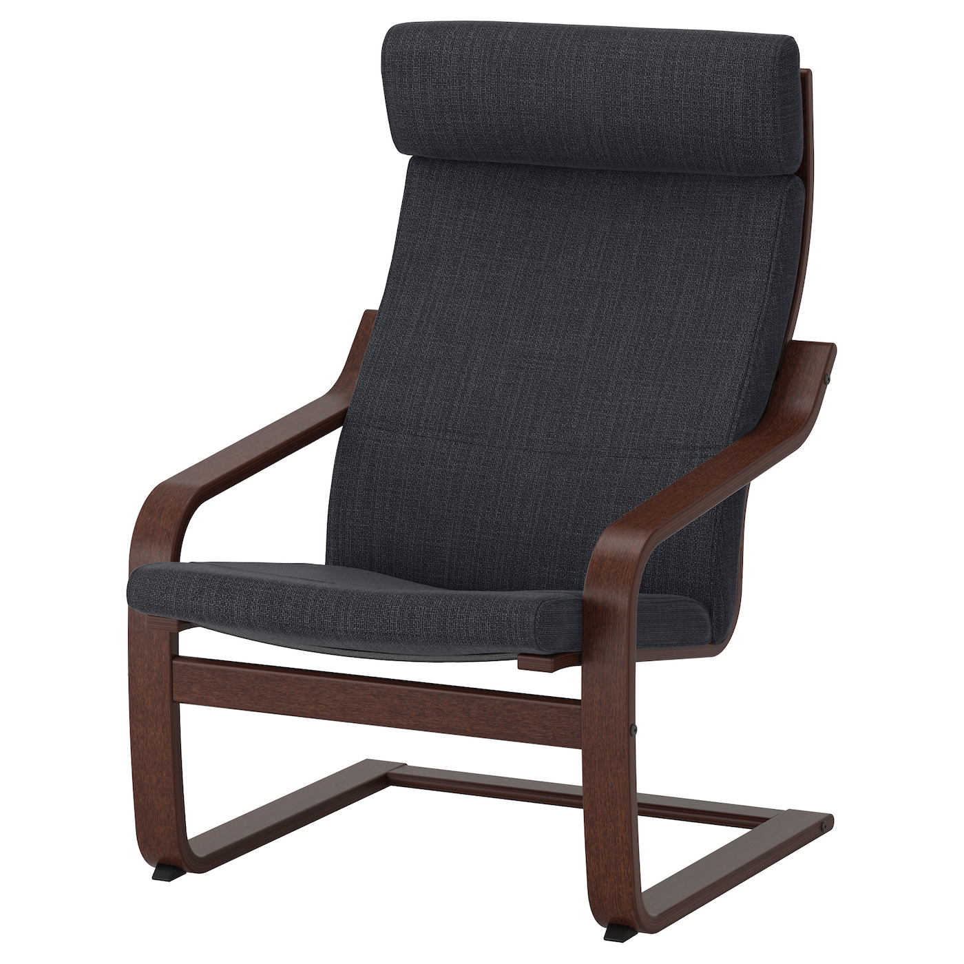IKEA POÄNG fotel, brązowy/Hillared antracyt, Szerokość: 68 cm