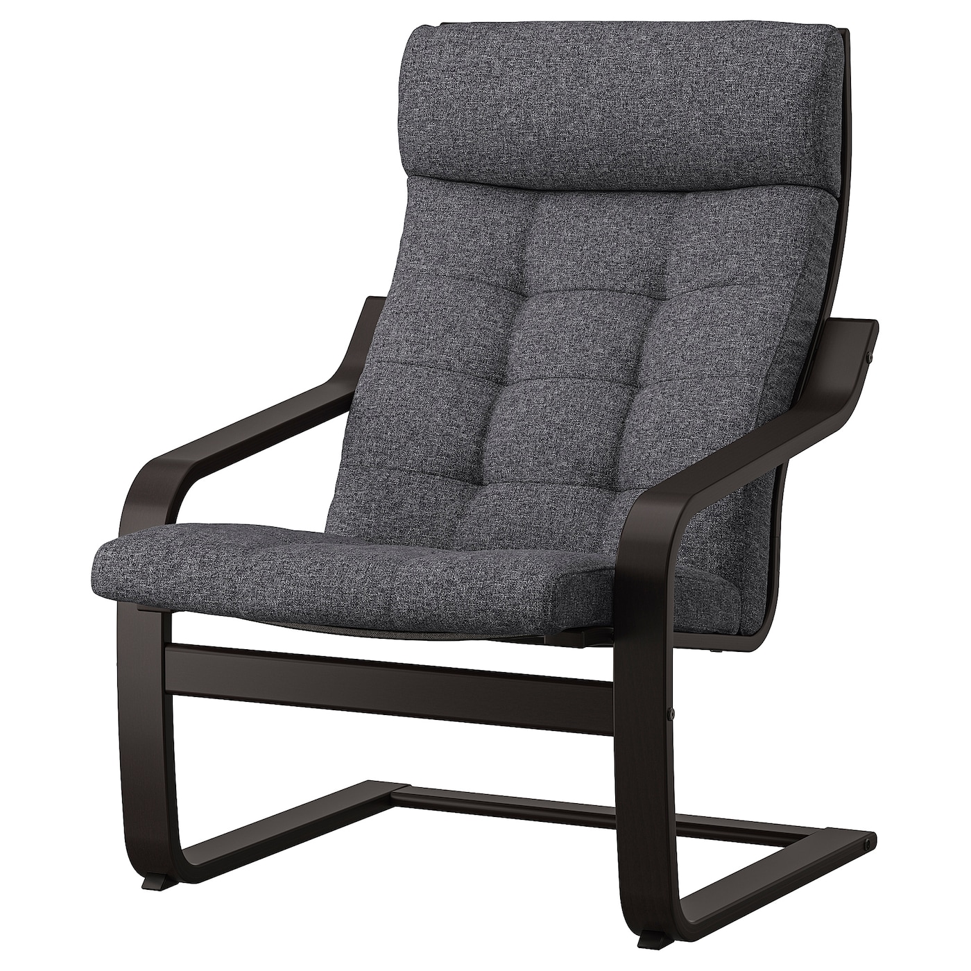 IKEA POÄNG fotel, czarnybrąz/Gunnared ciemnoszary, Szerokość: 68 cm