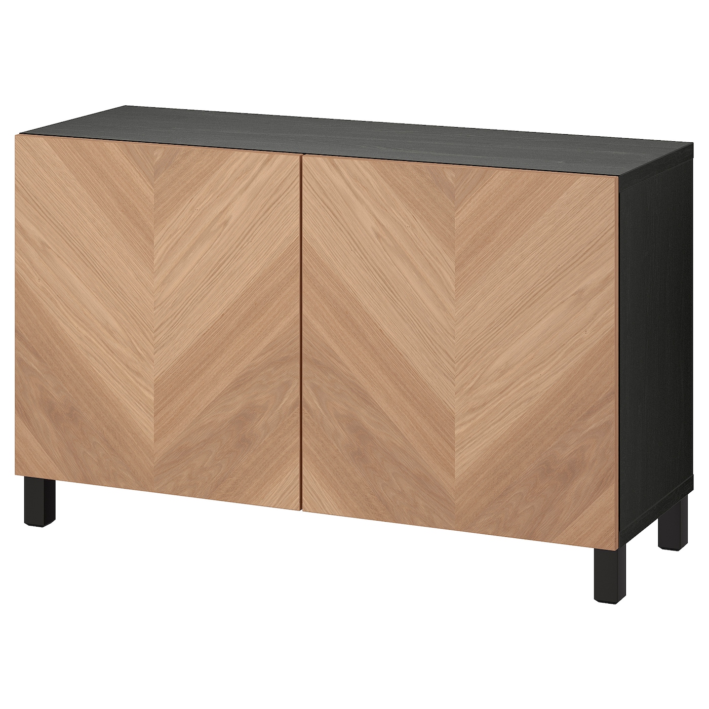 IKEA BESTÅ kombinacja z drzwiami, czarnybrąz/Hedeviken/Stubbarp okl dęb, 120x42x74 cm