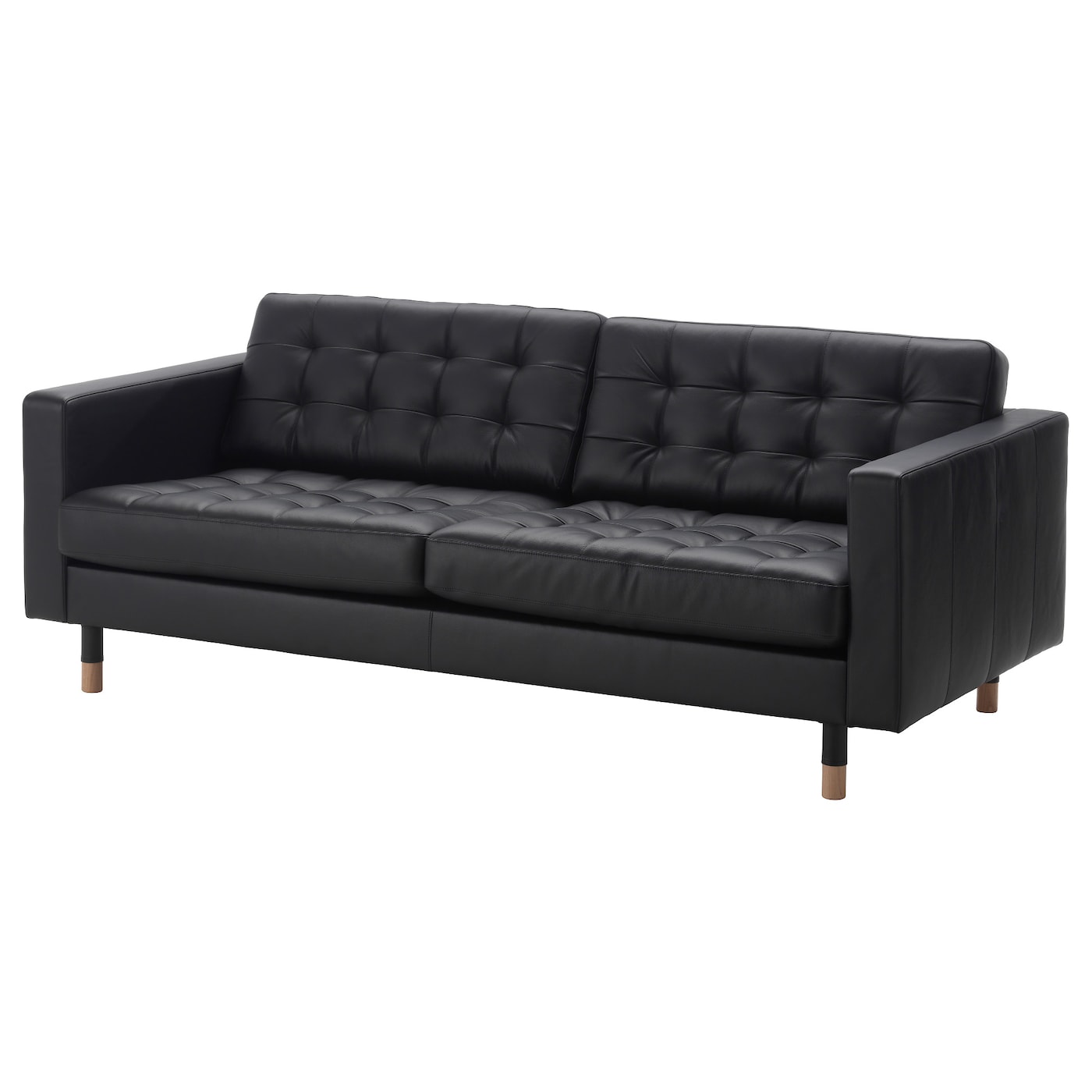 IKEA LANDSKRONA sofa 3-osobowa, Grann/Bomstad czarny/drewno, Szerokość: 204 cm