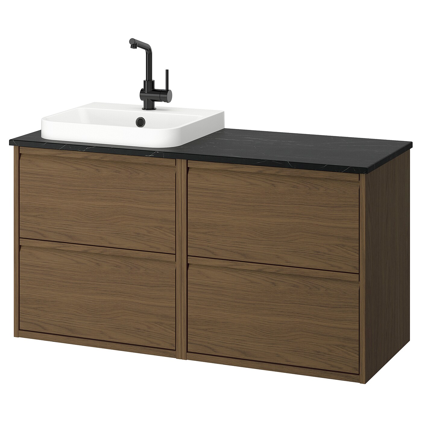 IKEA ÄNGSJÖN / BACKSJÖN szafka pod umyw/umywalka/bateria, brązowy imit. dębu, 122x49x71 cm