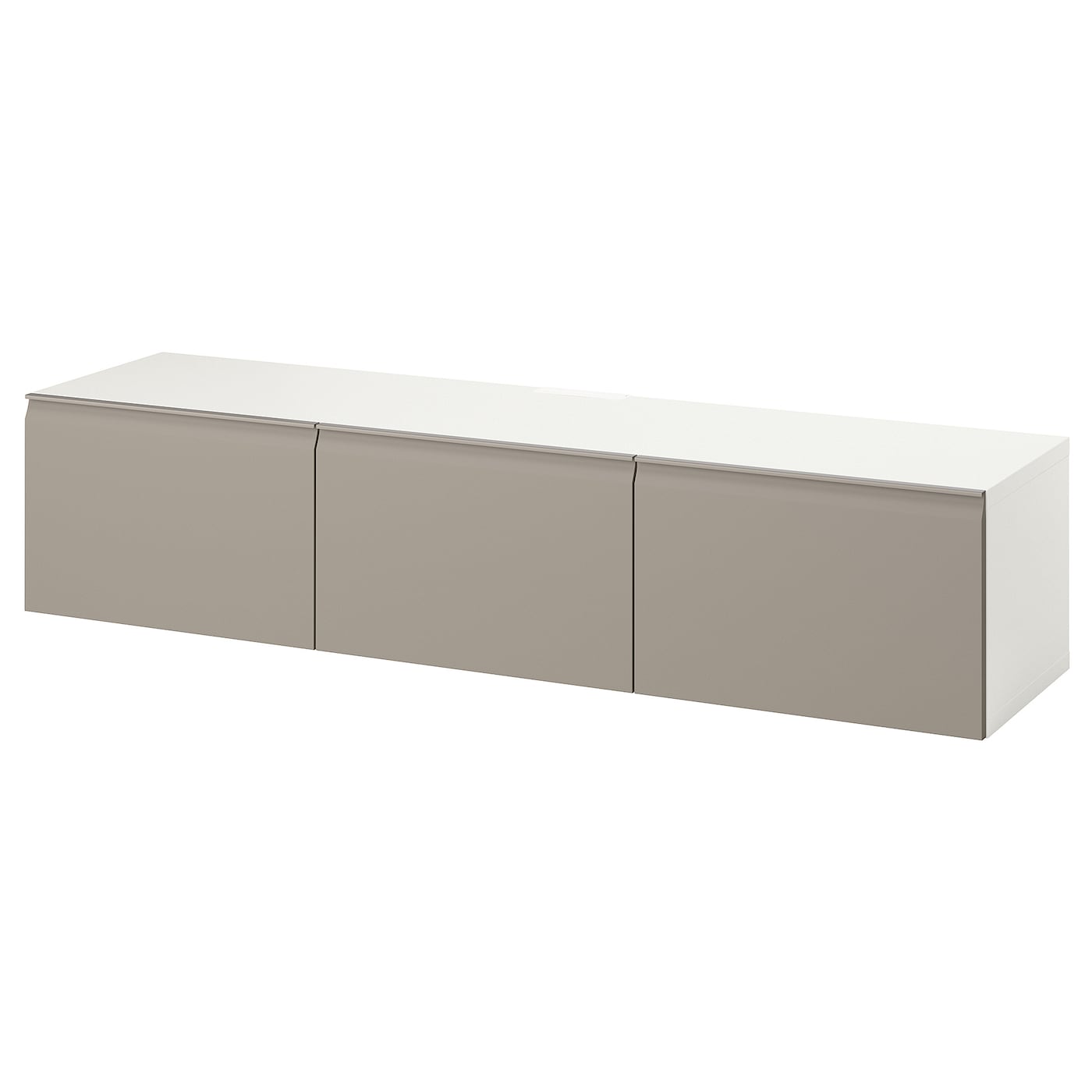 IKEA BESTÅ ława TV z drzwiami, biały/Hammarsmed beżowy, 180x42x38 cm