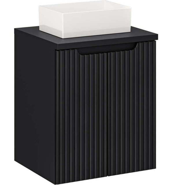 COMAD Zestaw mebli NOVA BLACK szafka z drzwiami z blatem 50 cm, umywa