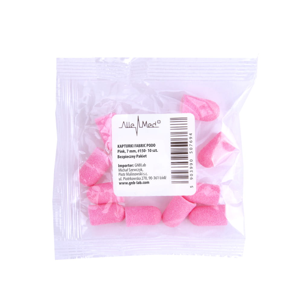 Kapturki do pedicure 7 mm gradacja 150 10 szt Fabric Podo AlleMed Różowy Pink