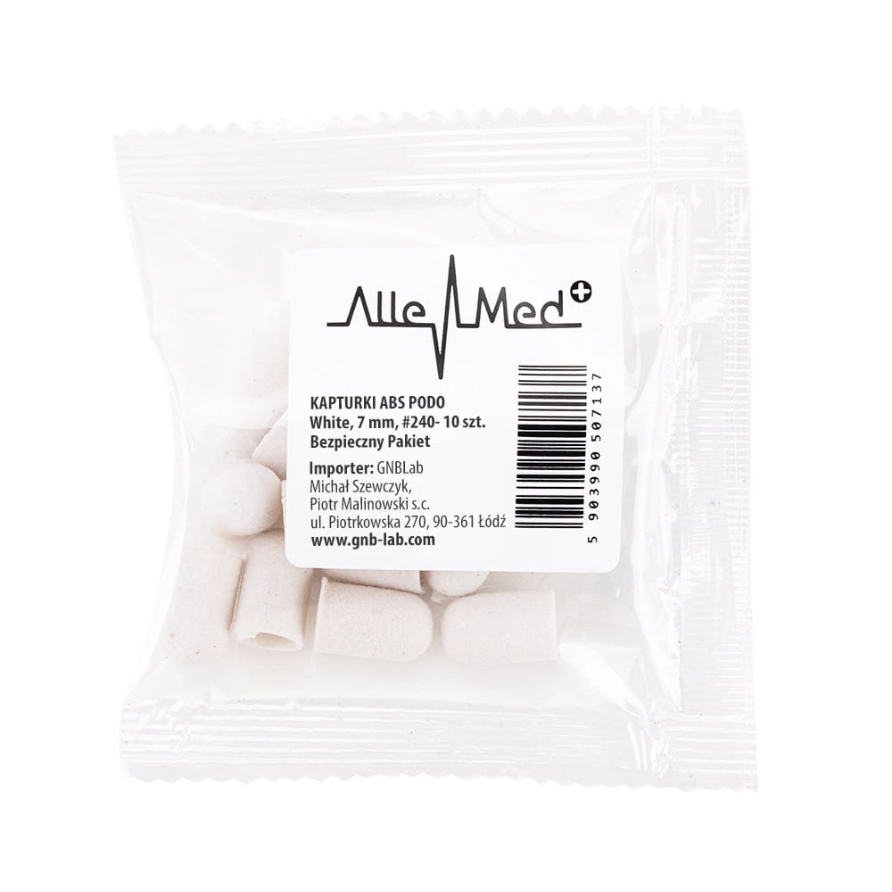 Kapturki do pedicure 7 mm gradacja 240 10 szt ABS Podo AlleMed Biały White