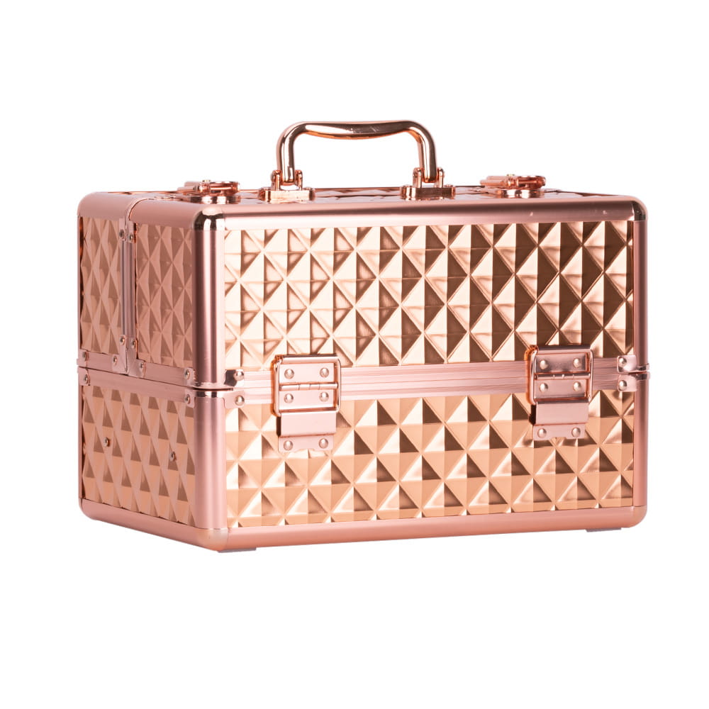 Kuferek kosmetyczny M na lakiery Diamond 3D rose golden okucia rose golden