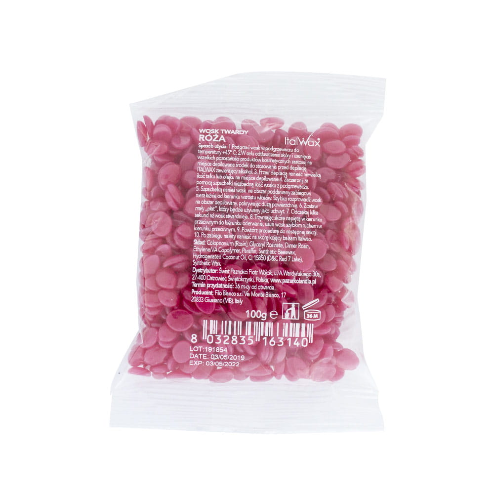 Wosk twardy w dropsach niskotemperaturowy do depilacji bezpaskowej ItalWax róża rose Film Wax 100 g