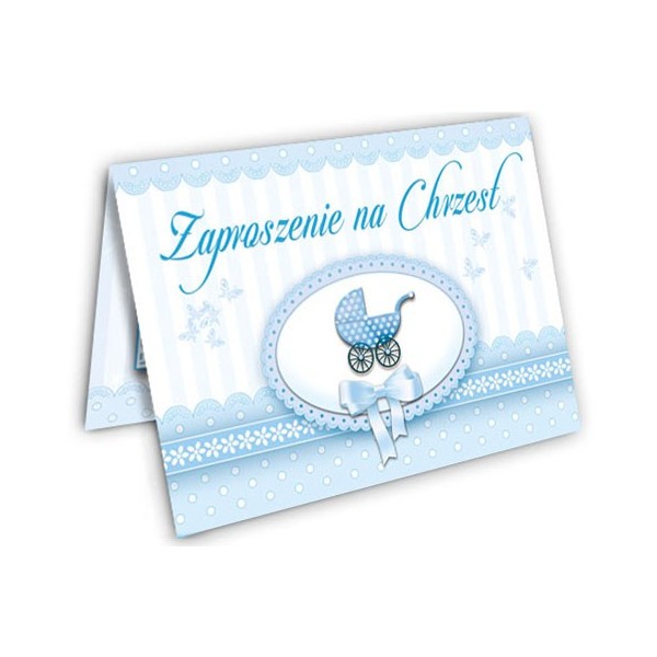 Zaproszenie na Chrzest, niebieskie, 10 szt.