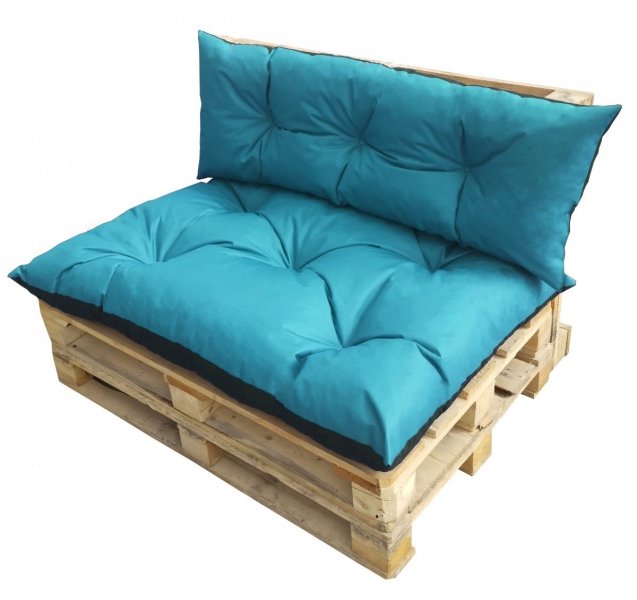 Komplet poduszek ogrodowych na palety 120x80 + 120x40 wz. niebieski