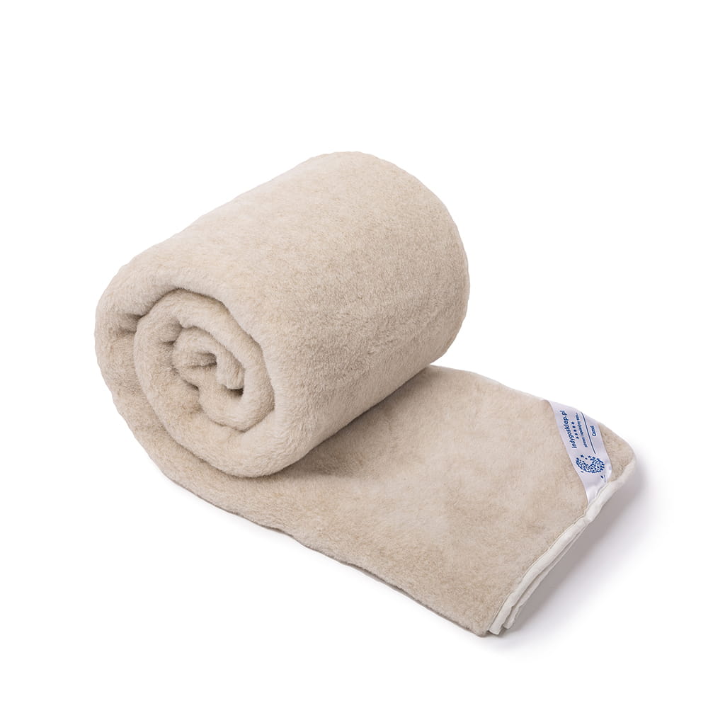 Koc wełniany camel jasny 200x200(+-5cm)
