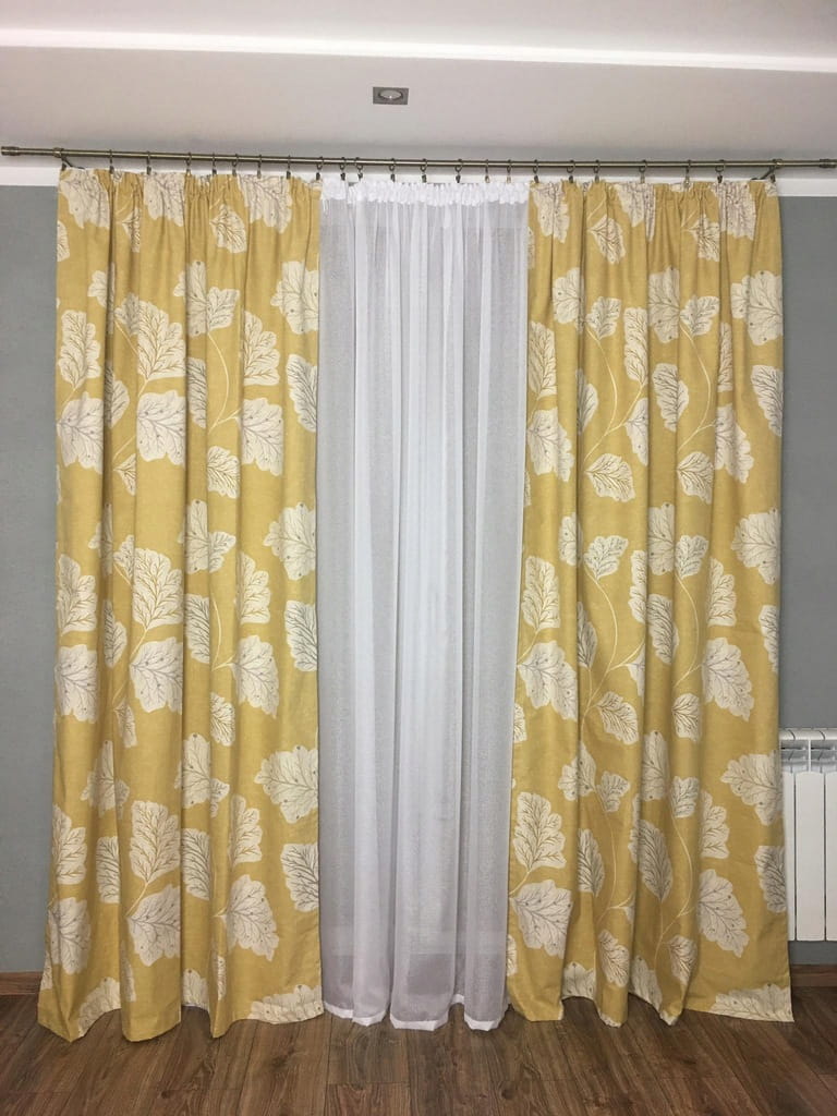 Zasłona gotowa z taśmą Liście szer 145x175