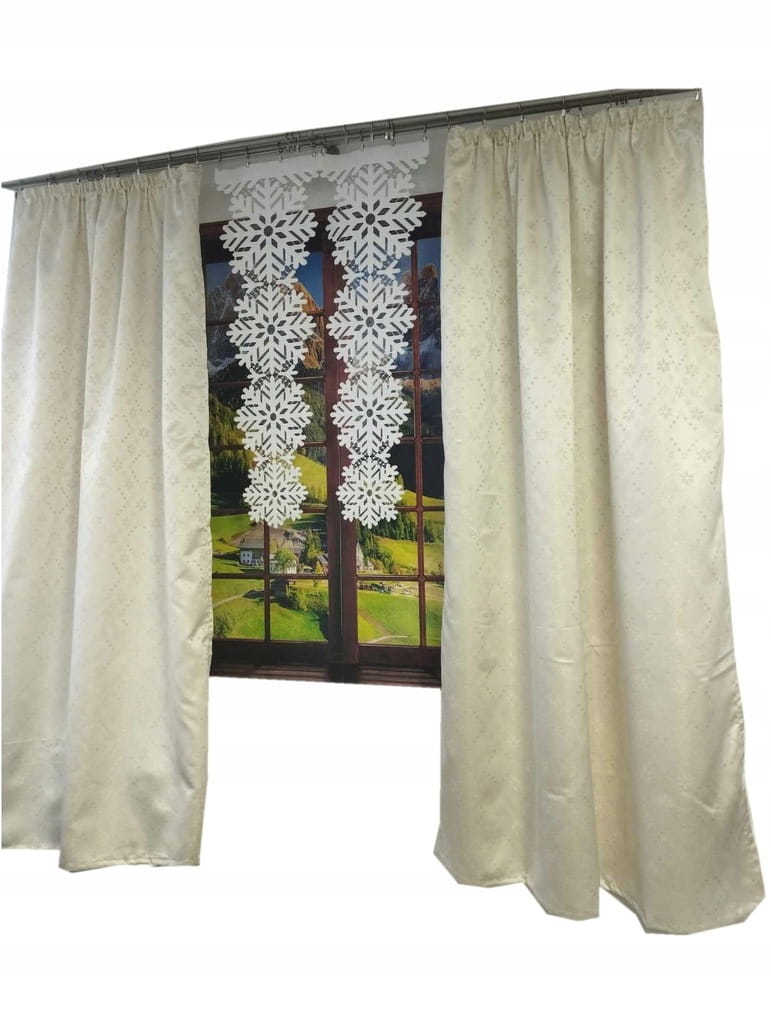 Zasłona na taśmie Gracja w gwiazdki wys. 200x140cm krem + złoto