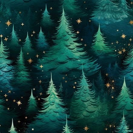 Zasłona świąteczna na taśmie Gwieździsty las 260x140 cm