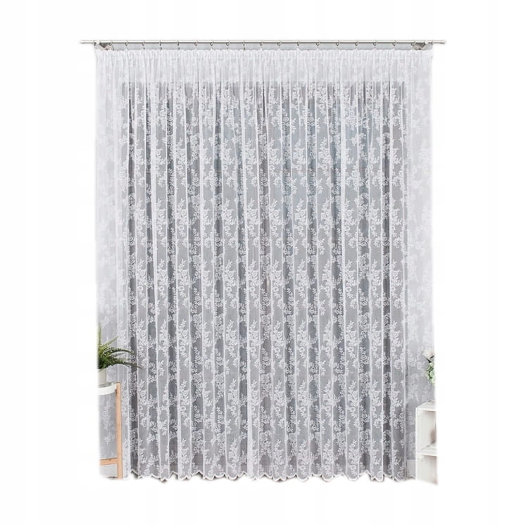 Firana żakard na taśmie 270x300 w drobne kwiaty