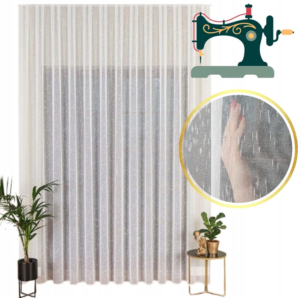 FIRANA GOTOWA BIAŁA DESZCZYK NA TAŚMIE Z OŁOWIANKĄ DO SALONU 300 x1200 cm
