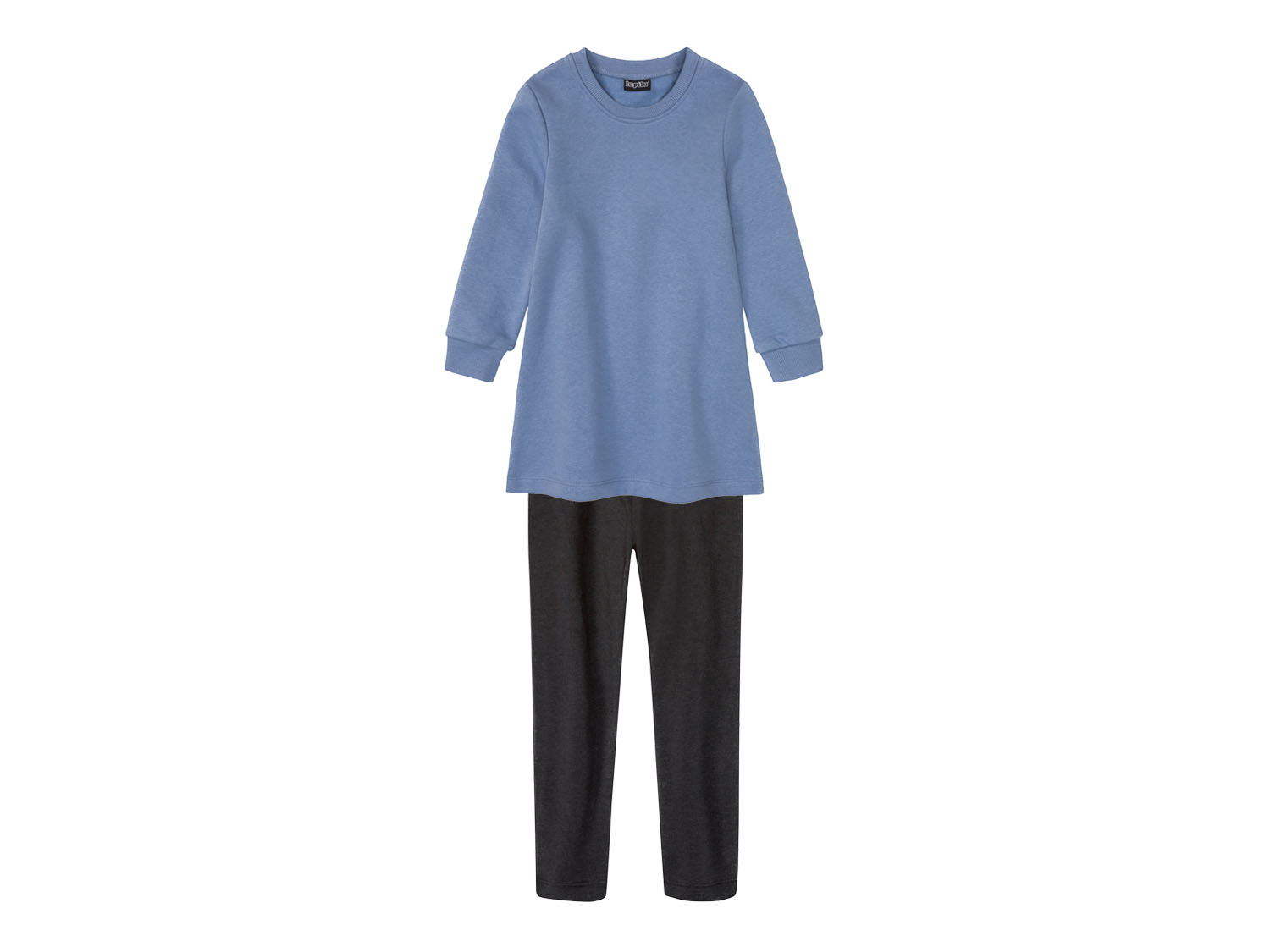 lupilu Komplet dziewczęcy z bawełną sukienka + legginsy 110/116, Niebieski/ czarny