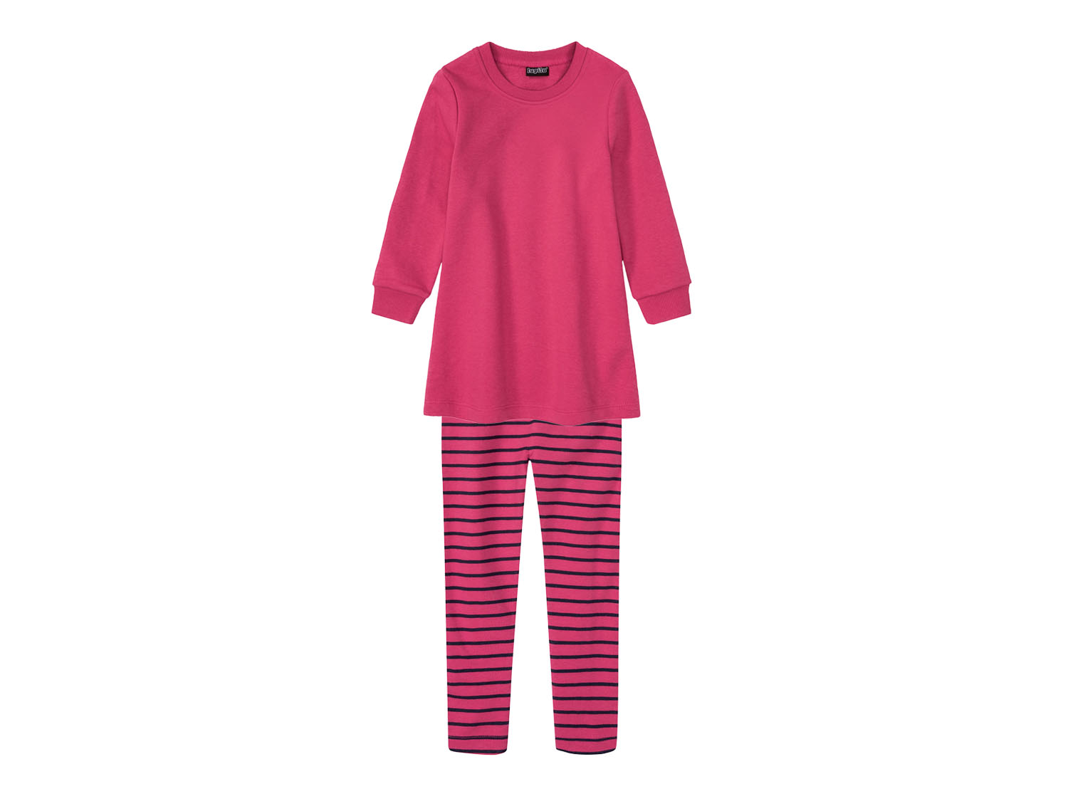 lupilu Komplet dziewczęcy z bawełną sukienka + legginsy Paski/różowy, 110/116