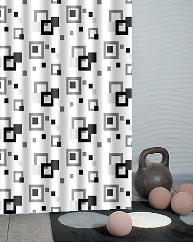 Darmowa Dostawa - Zasłona prysznicowa 200x180 cm biała-czarna-szara Duschy 62350