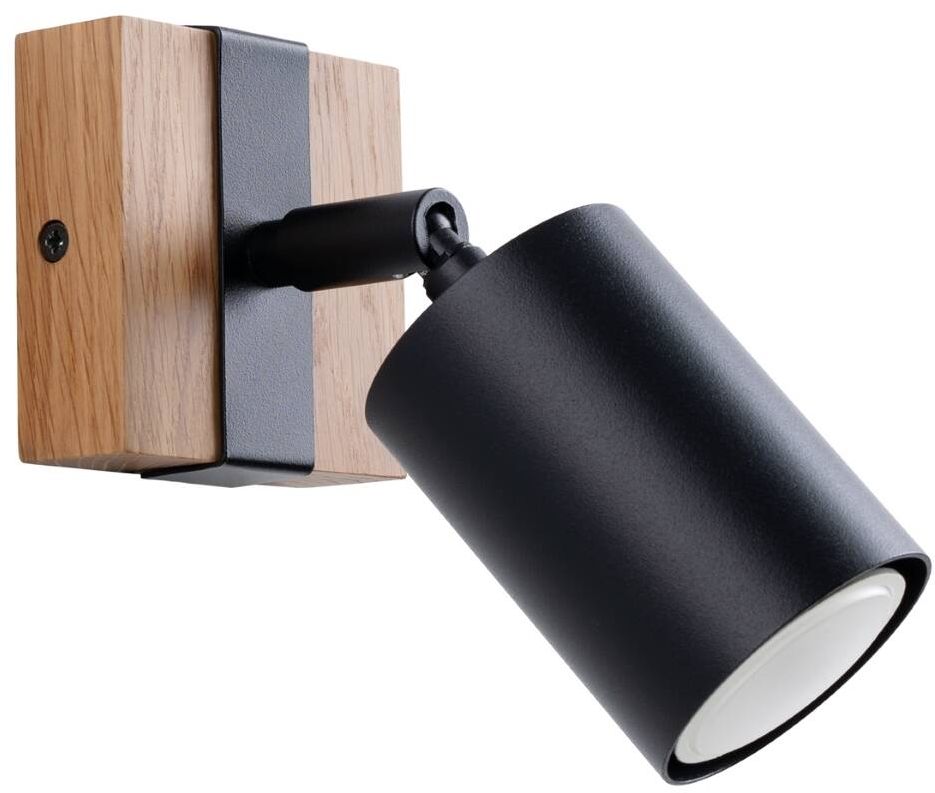 Darmowa Dostawa - Kinkiet 1x10 W czarny-drewno Sollux Lighting Fager SL1343