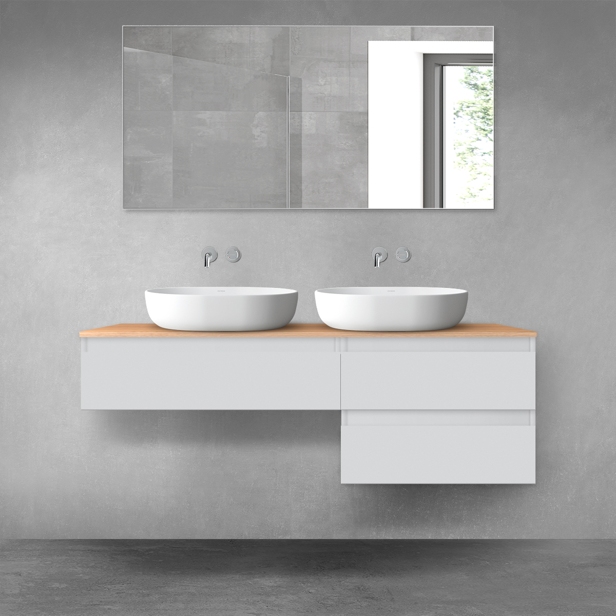 Darmowa Dostawa - Zestaw mebli łazienkowych 140x46.4x48.6 cm podumywalkowa wisząca szara Oltens Vernal 68289700