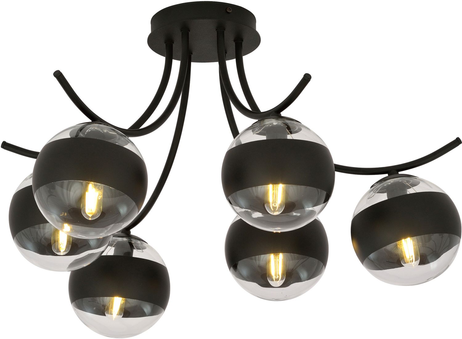 Darmowa Dostawa - Lampa podsufitowa 6x10 W czarna-przezroczysta Emibig Boston Stripe 11116
