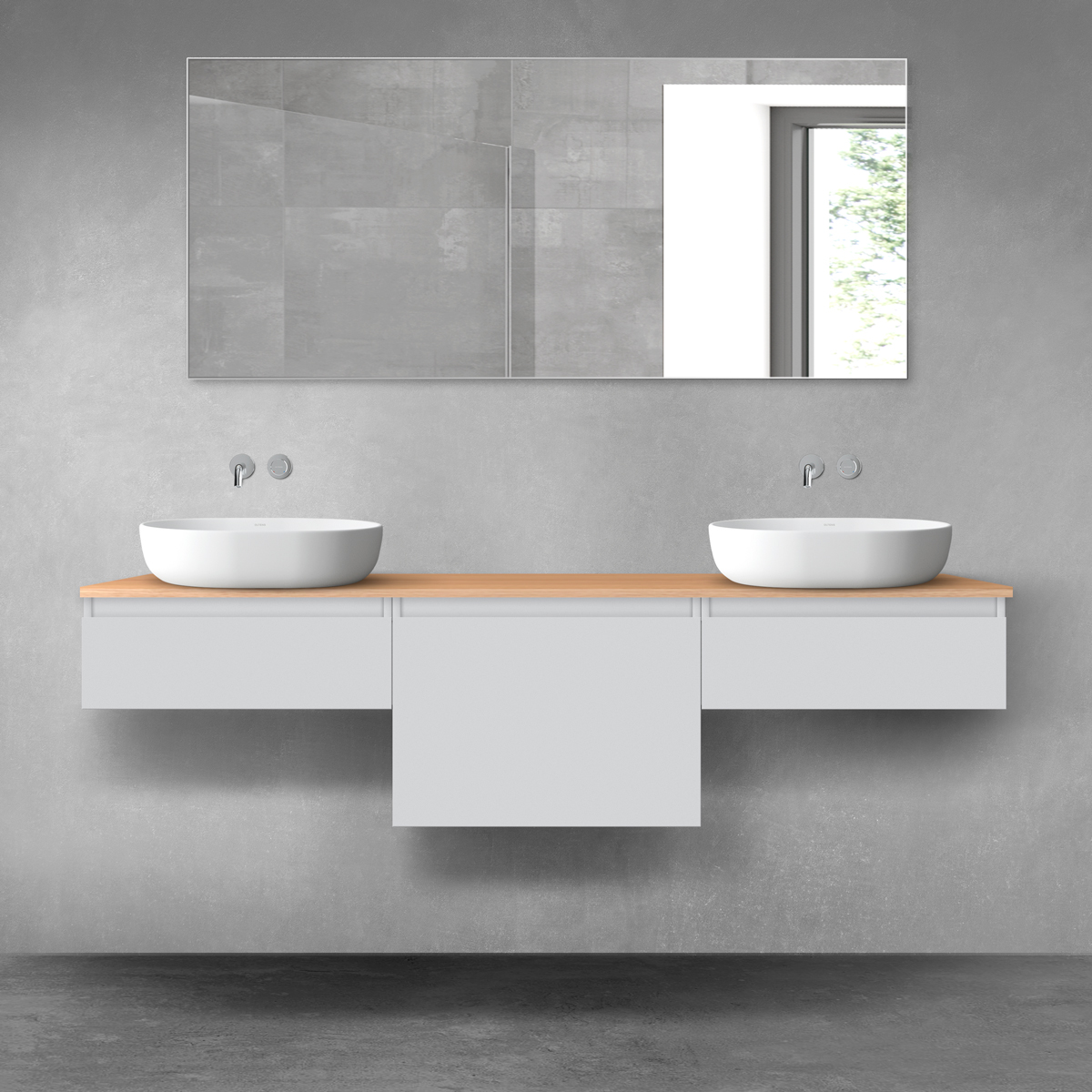 Darmowa Dostawa - Zestaw mebli łazienkowych 180x46.4x48.6 cm podumywalkowa wisząca szara-dab Oltens Vernal 68495700