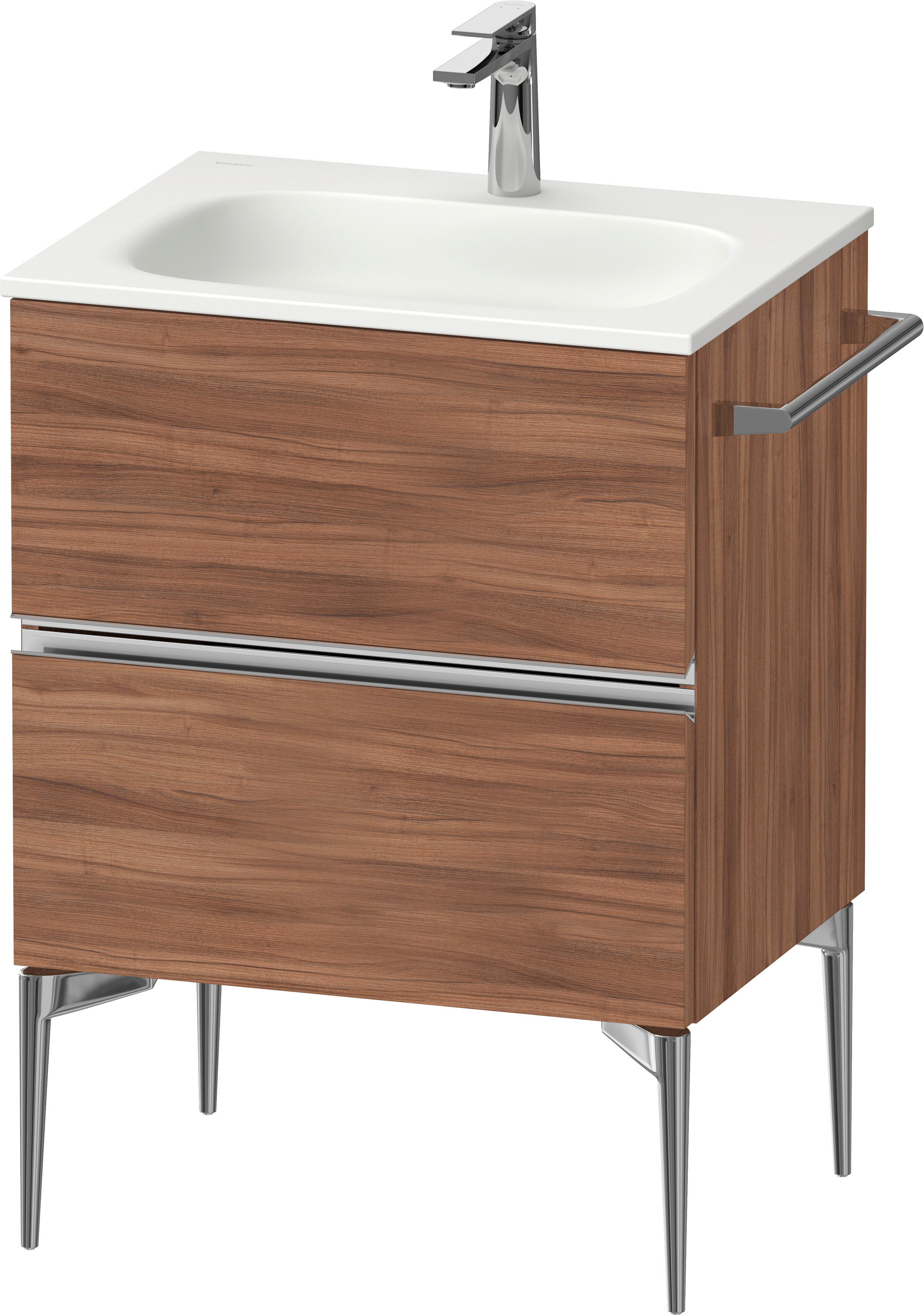Darmowa Dostawa - Szafka 61x47.7x59.2 cm podumywalkowa wisząca orzech-chrom Duravit Sivida SV4650010790000