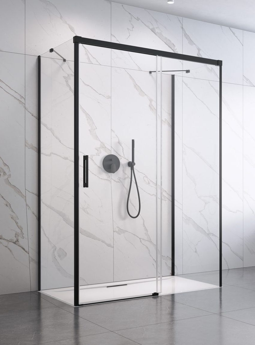 Darmowa Dostawa - Drzwi prysznicowe 120 cm rozsuwane czarny mat/szkło przezroczyste Radaway Idea Black KDJ 101161205401R
