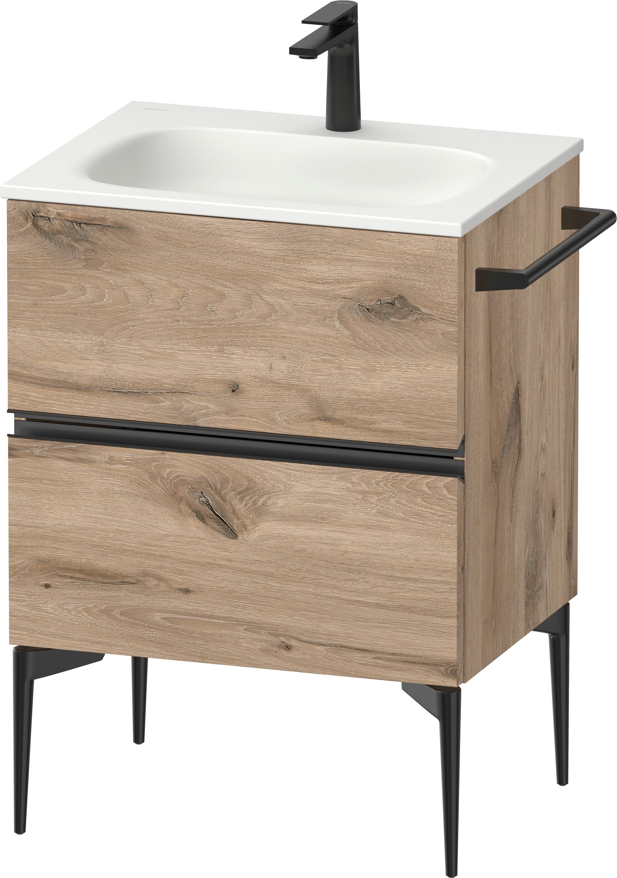 Darmowa Dostawa - Szafka 61x47.7x59.2 cm podumywalkowa wisząca czarna-dąb Duravit Sivida SV46500BD550000