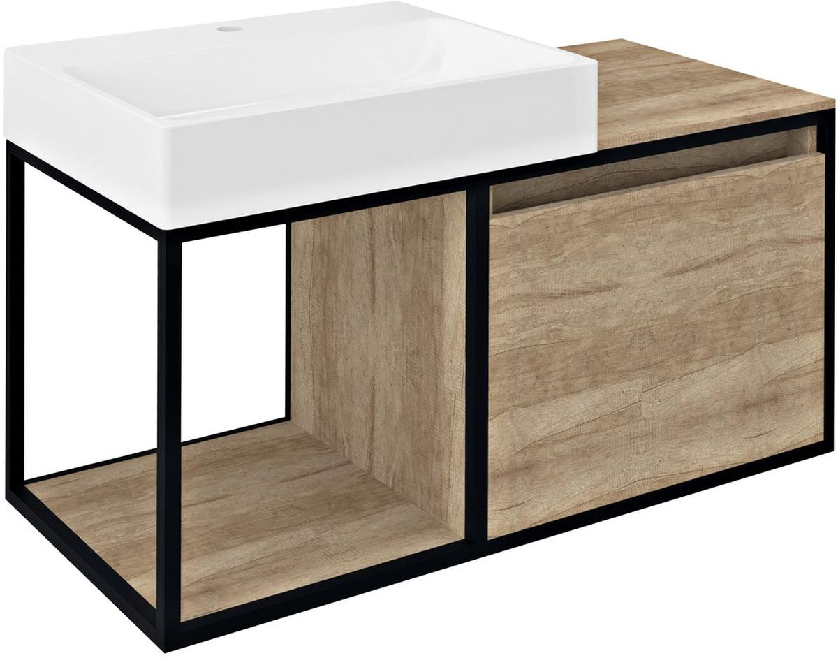Darmowa Dostawa - Szafka 100x46.5x49.5 cm podumywalkowa wisząca czarny Sapho Skara CG0042222