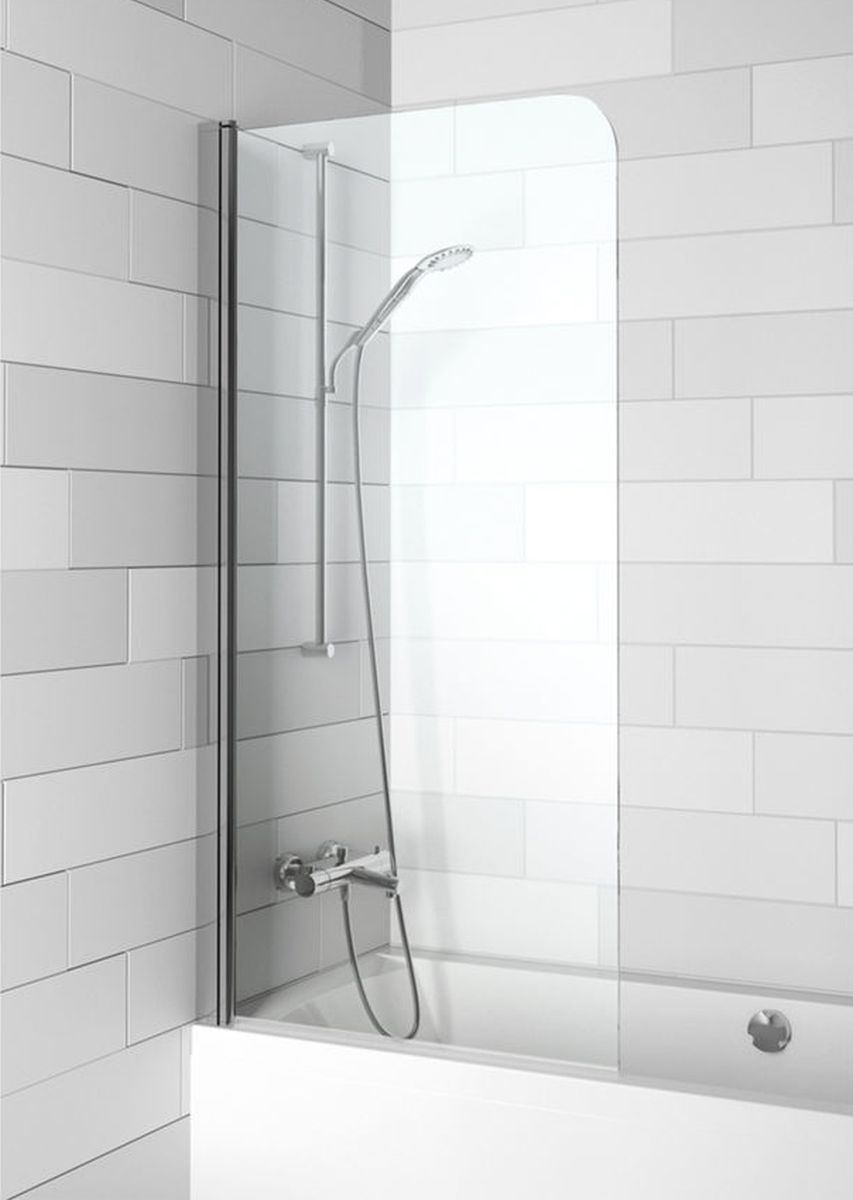 Darmowa Dostawa - Parawan nawannowy 75 cm 1-częściowy chrom połysk/szkło przezroczyste Riho Novik G003043120
