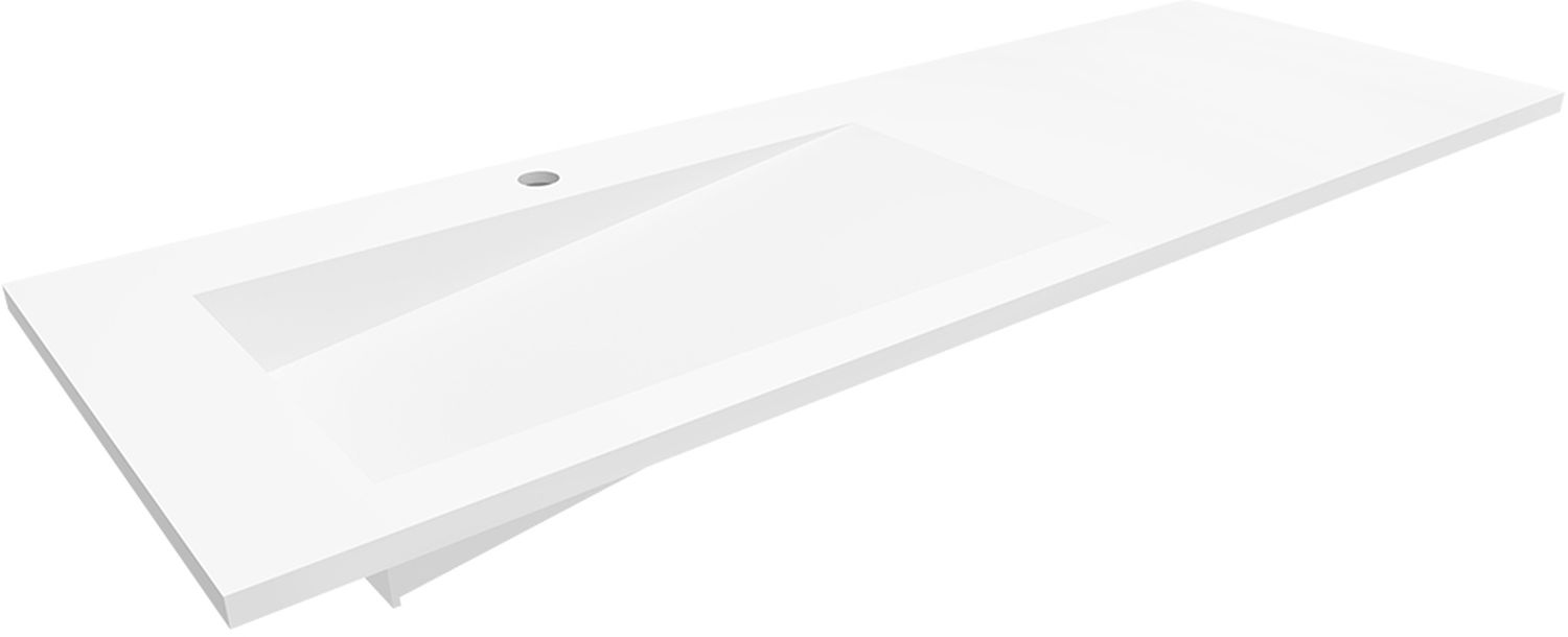 Darmowa Dostawa - Umywalka 130x45 cm prostokątna wpuszczana-z blatem biała Cristalstone Linea Ideal U1300MBLOLBCR